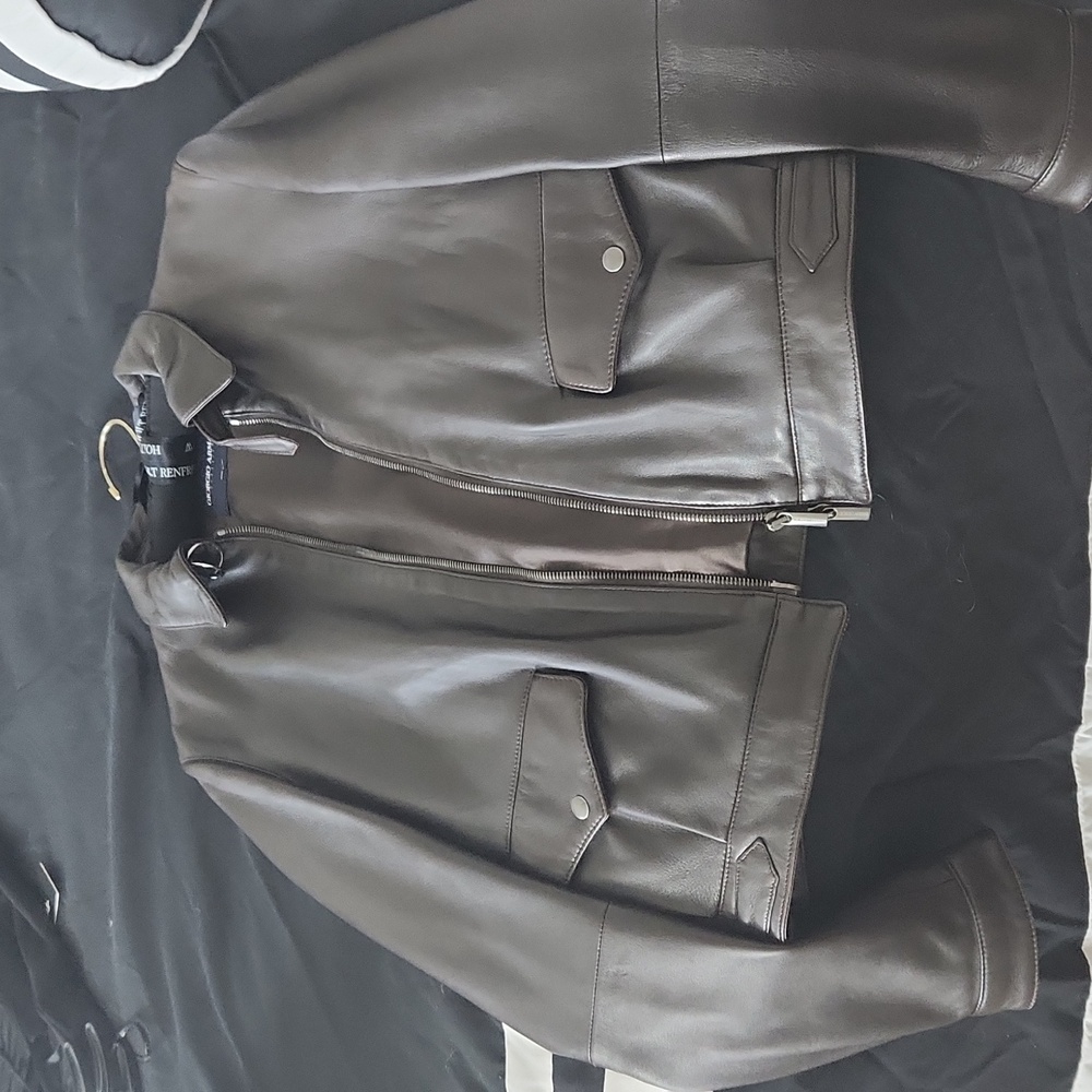 Armani dark brown lamb leather jacket, never worn